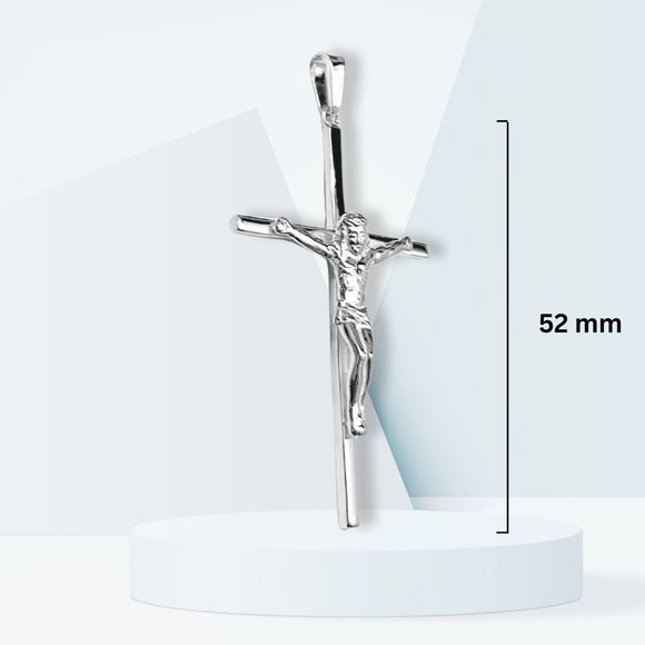 24 HRS SALE ONLY White Gold Crucifix Cross Jesus Pendant 925 Sterling Si… - Picture 4 of 10